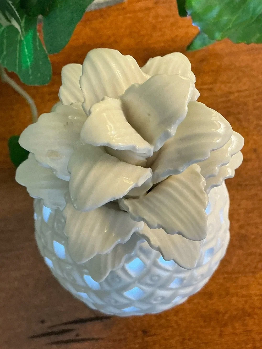 Two's Company White Ceramic Pineapple Lantern